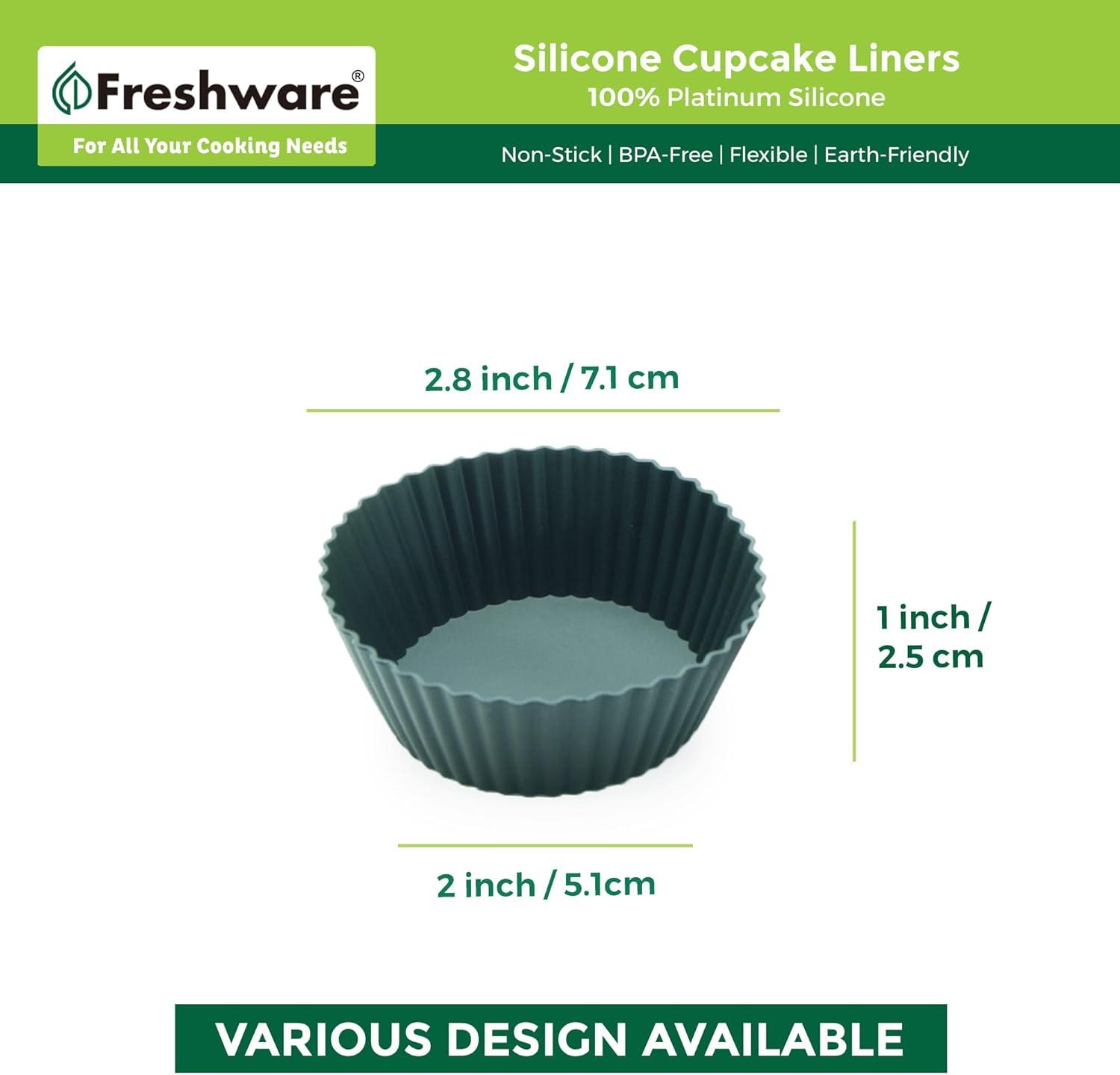 imageFreshware 12Pack Silicone Jumbo Round Reusable Cupcake and Muffin Baking Cup Six Vibrant ColorsRed Black Large Round 12Pack