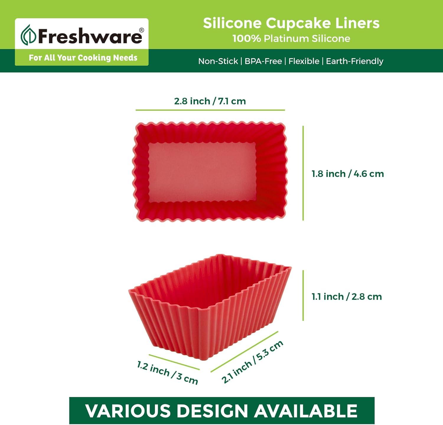 imageFreshware 12Pack Silicone Jumbo Round Reusable Cupcake and Muffin Baking Cup Six Vibrant ColorsRed Black Rectangle 12Pack