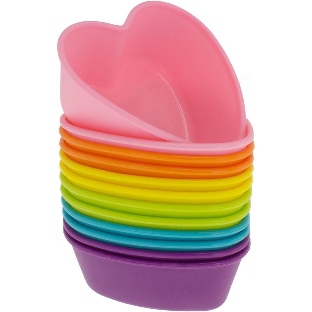 imageFreshware 12Pack Silicone Jumbo Round Reusable Cupcake and Muffin Baking Cup Six Vibrant ColorsHeart 12Pack