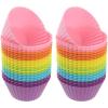 imageFreshware 12Pack Silicone Standard Round Reusable Cupcake and Muffin Baking Cup Six Vibrant ColorsRainbow Round 48Pack