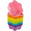 imageFreshware 12Pack Silicone Standard Round Reusable Cupcake and Muffin Baking Cup Six Vibrant ColorsRainbow Star 12Pack