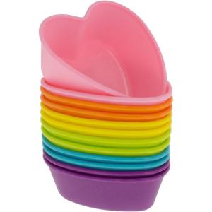 Freshware 12-Pack Silicone Jumbo Round Reusable Cupcake and Muffin Baking Cup, Six Vibrant Colors(Heart [12-Pack])