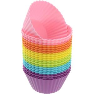 Freshware 12-Pack Silicone Standard Round Reusable Cupcake and Muffin Baking Cup, Six Vibrant Colors(Standard Round [24-Pack])