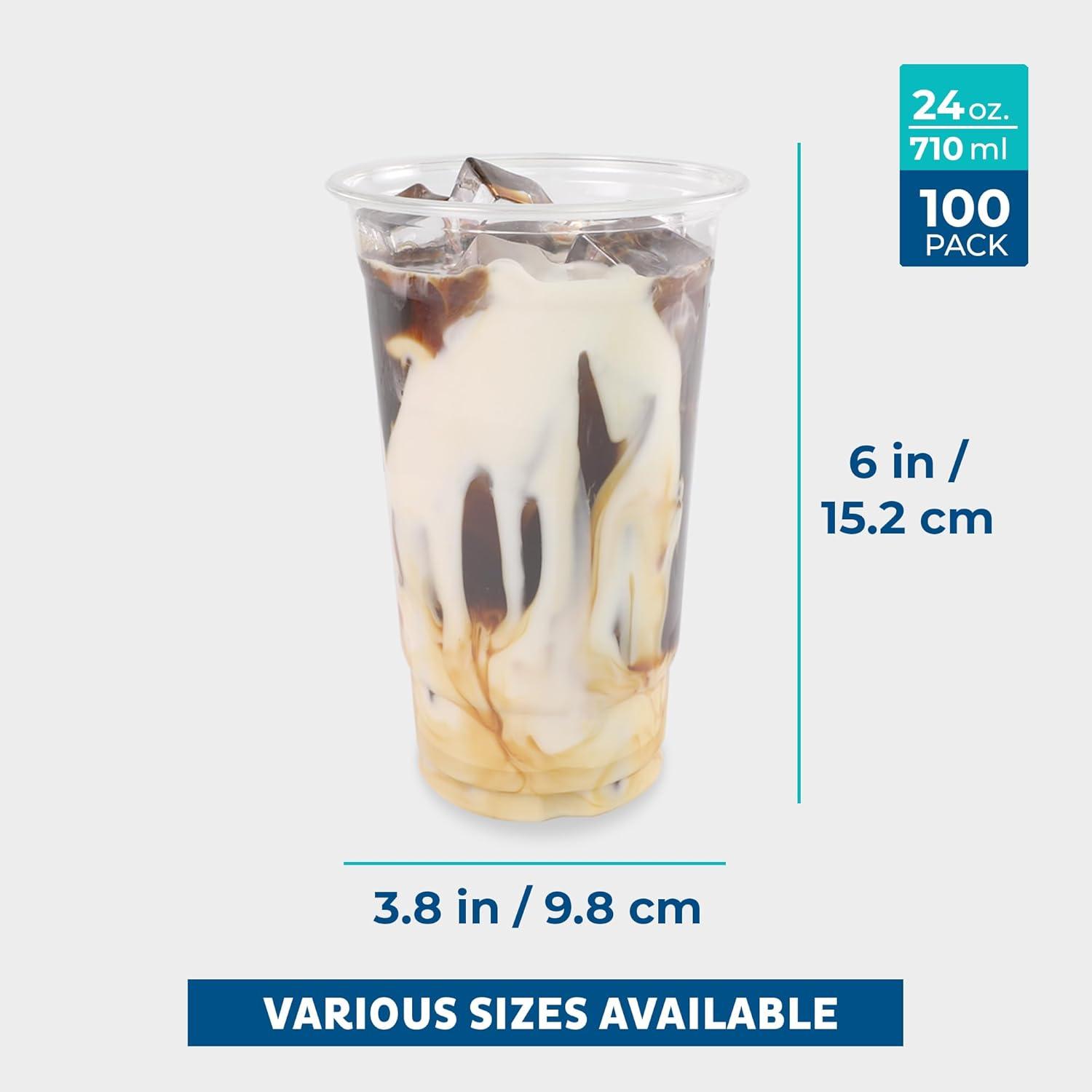 imageFreshware 24 oz Clear Disposable Plastic Cups 100 Pack Clear Plastic Cups Tumblers Heavyduty Party Glasses Disposable Cups for Thanksgiving Halloween Christmas Party