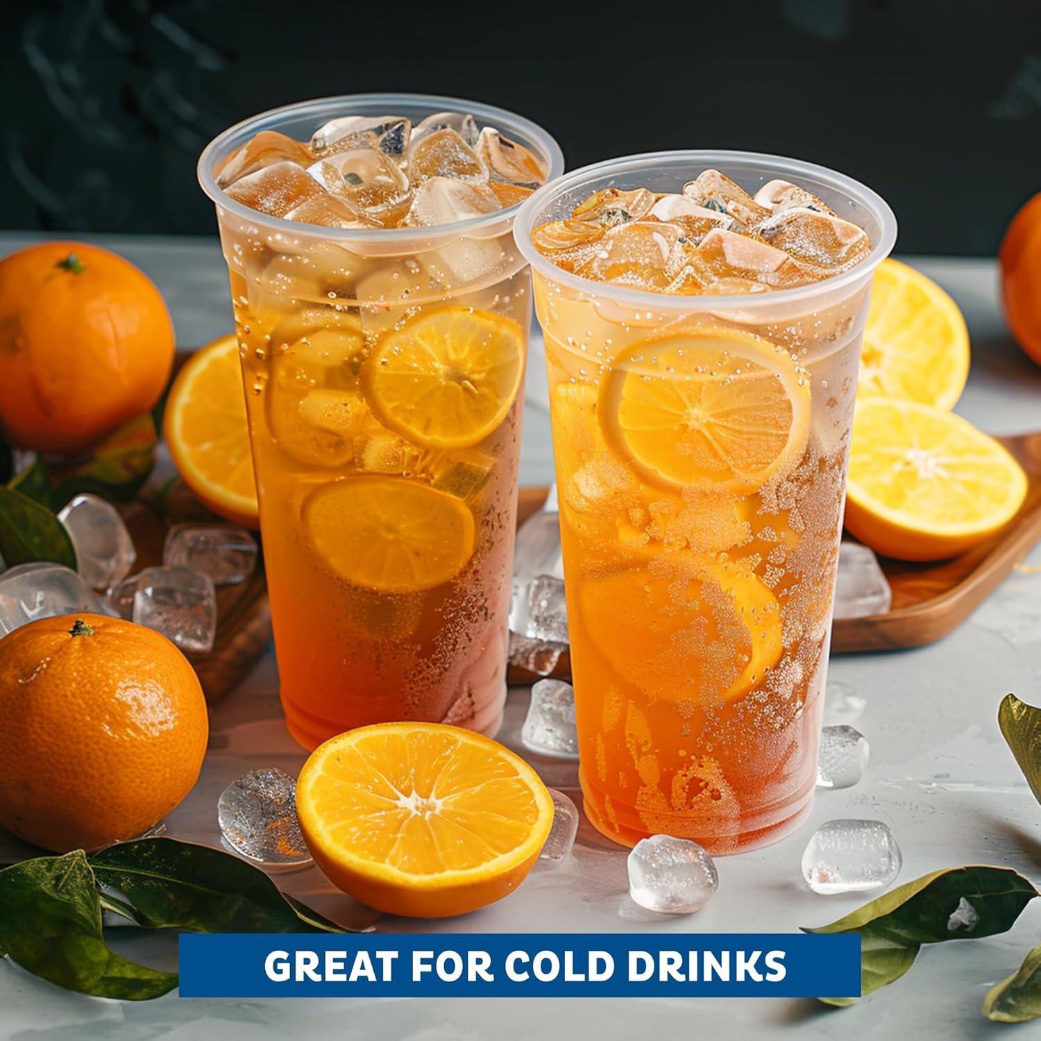 imageFreshware 24 oz Clear Disposable Plastic Cups 100 Pack Clear Plastic Cups Tumblers Heavyduty Party Glasses Disposable Cups for Thanksgiving Halloween Christmas Party