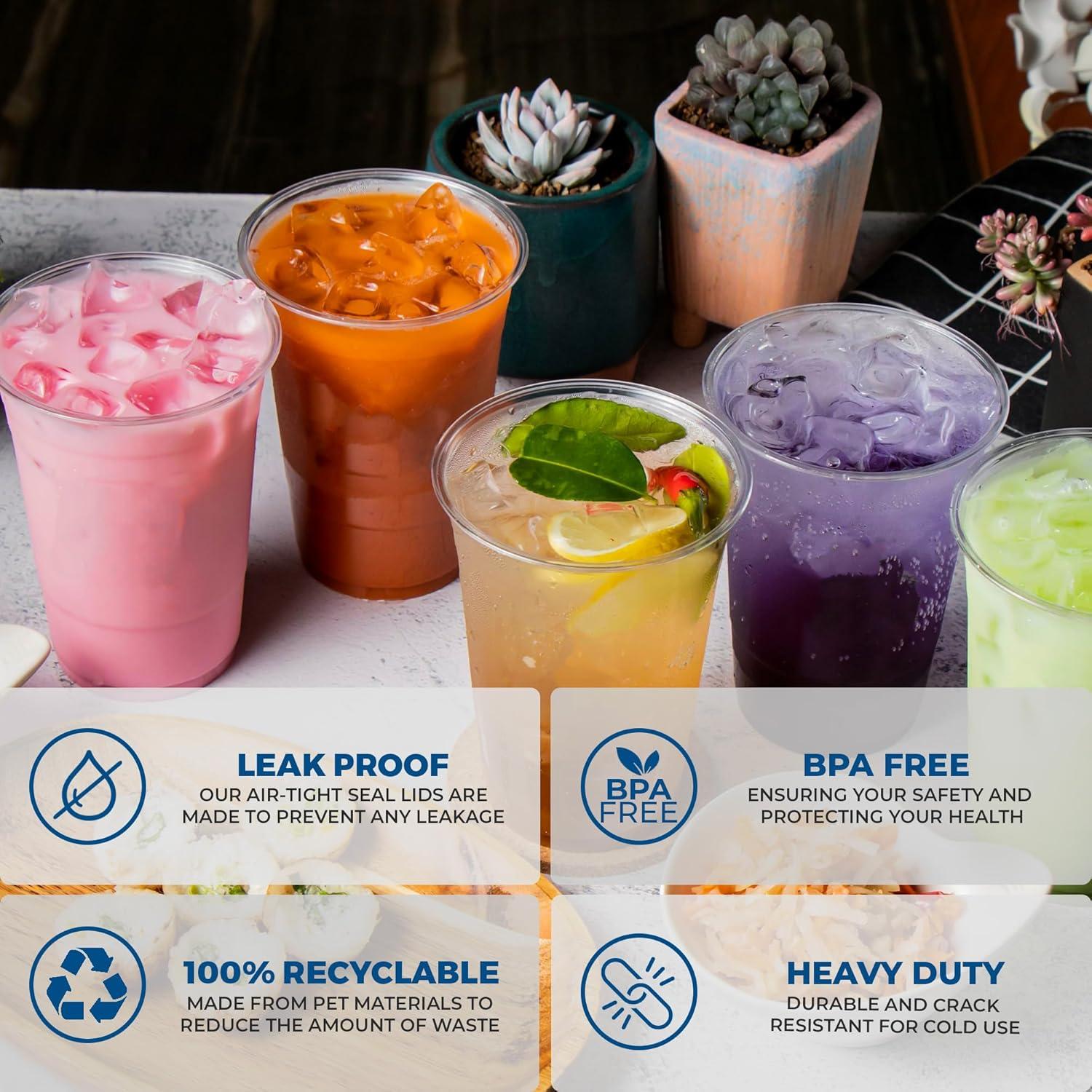 imageFreshware 9 oz Clear Disposable Plastic Cups 100 Pack Clear Plastic Cups Tumblers Heavyduty Party Glasses Disposable Cups for Thanksgiving Halloween Christmas Party12 oz 100PK