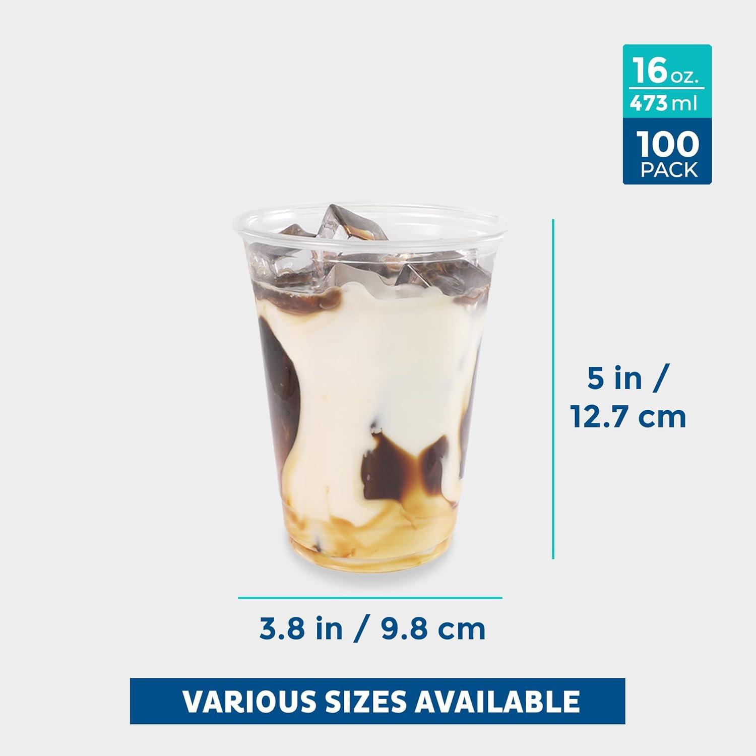 imageFreshware 9 oz Clear Disposable Plastic Cups 100 Pack Clear Plastic Cups Tumblers Heavyduty Party Glasses Disposable Cups for Thanksgiving Halloween Christmas Party16 Ounces