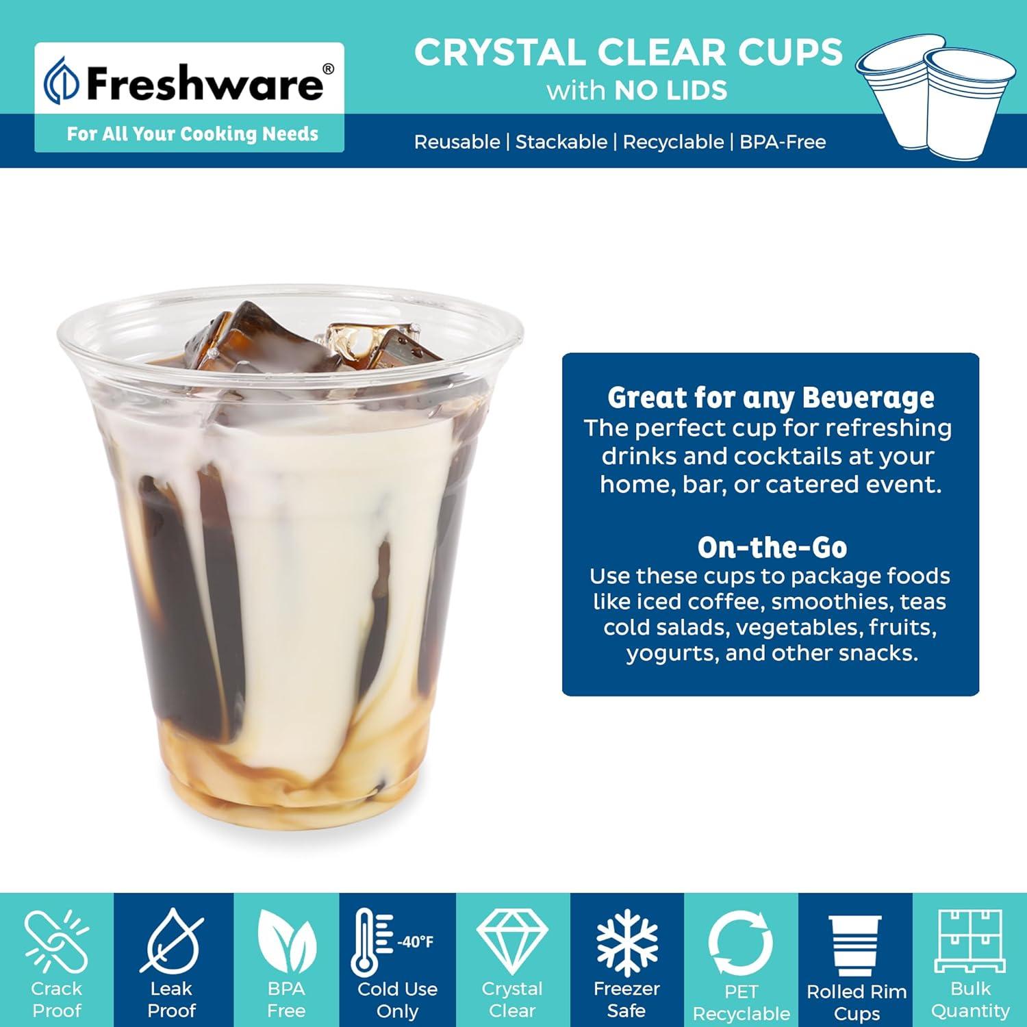 imageFreshware 9 oz Clear Disposable Plastic Cups 100 Pack Clear Plastic Cups Tumblers Heavyduty Party Glasses Disposable Cups for Thanksgiving Halloween Christmas Party12 oz 100PCS