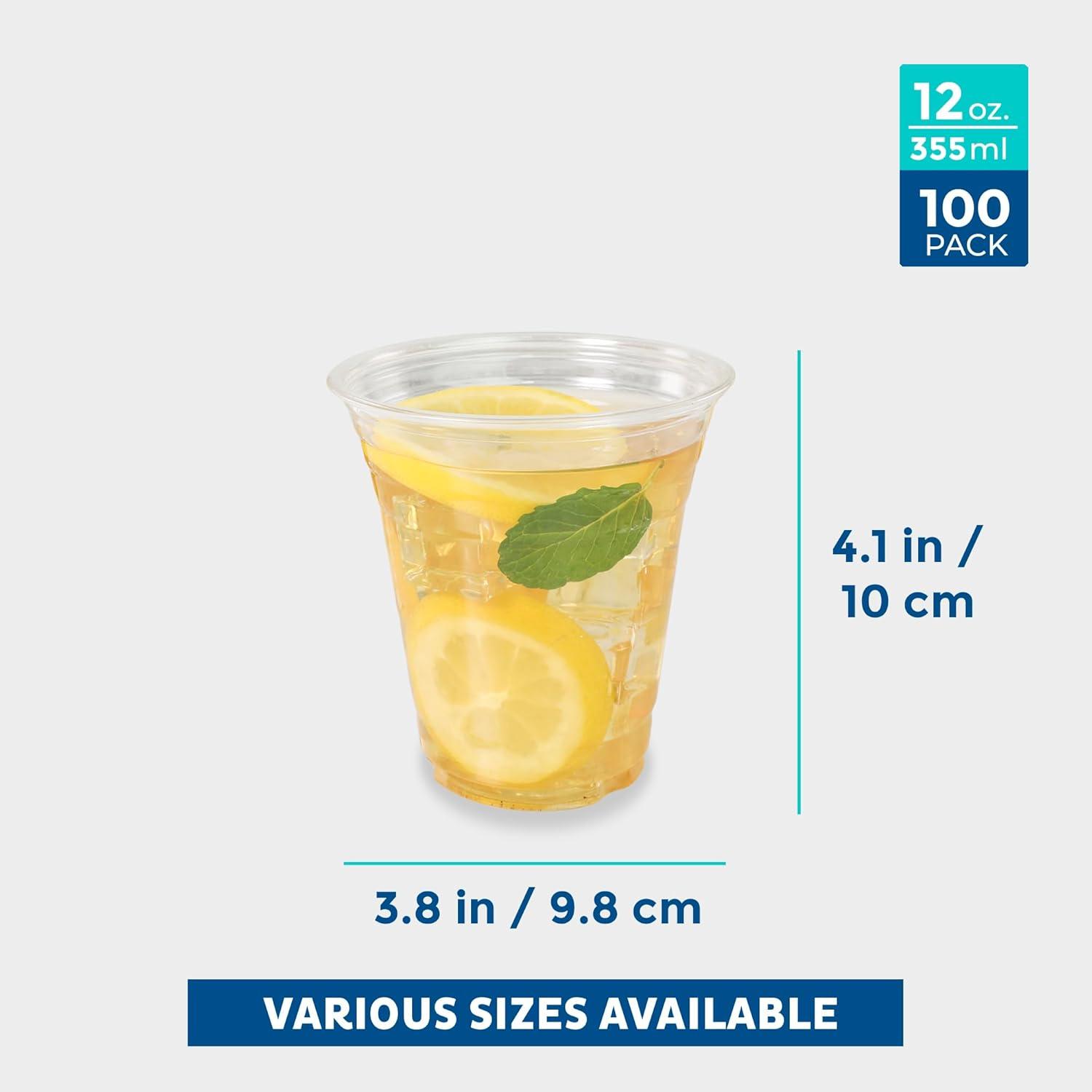 imageFreshware 9 oz Clear Disposable Plastic Cups 100 Pack Clear Plastic Cups Tumblers Heavyduty Party Glasses Disposable Cups for Thanksgiving Halloween Christmas Party12 oz 100PCS