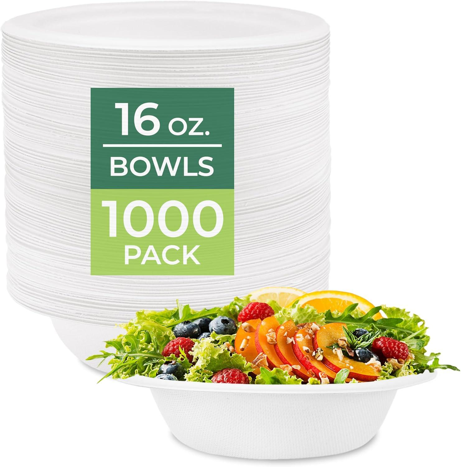 imageFreshware Paper Bowls Disposable 12 oz Soup Bowl 150Pack Biodegradable Sugarcane Fiber Serving Bowls Heavy Duty Bagasse for Hot Food Plates Microwave ampamp Freezer Safe Stackable DinnerwareWhite