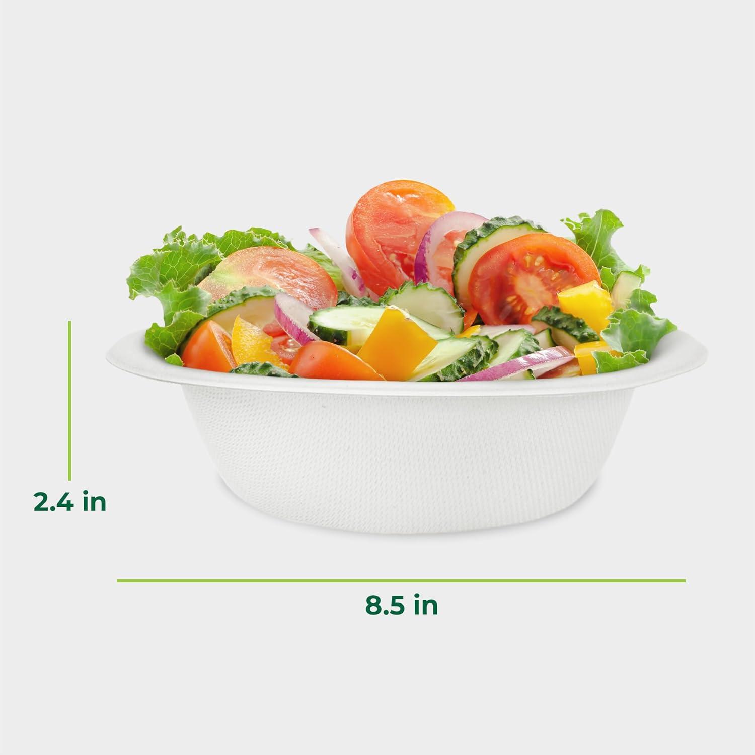 imageFreshware Paper Bowls Disposable 12 oz Soup Bowl 150Pack Biodegradable Sugarcane Fiber Serving Bowls Heavy Duty Bagasse for Hot Food Plates Microwave ampamp Freezer Safe Stackable DinnerwareWhite