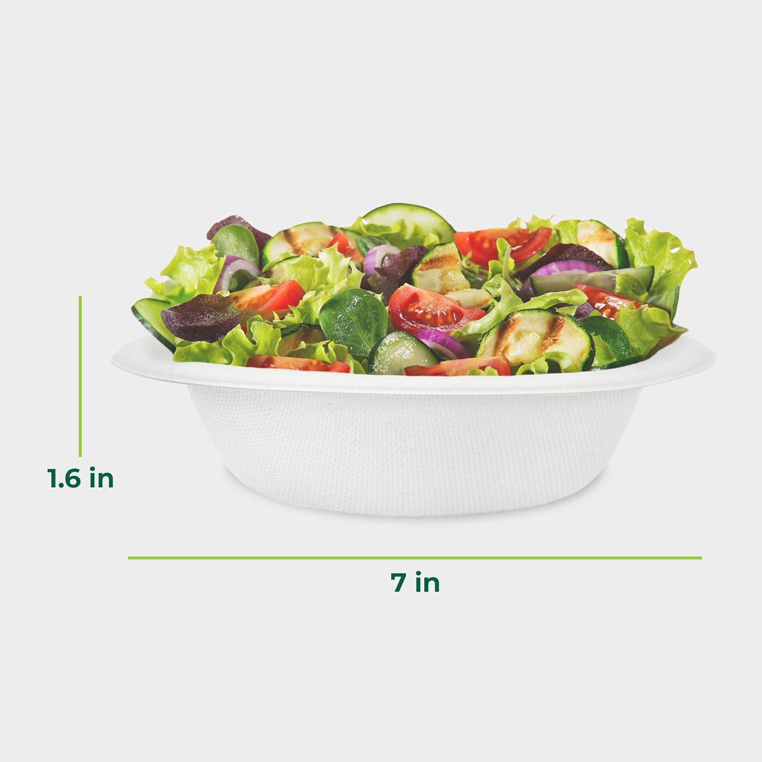 imageFreshware Paper Bowls Disposable 12 oz Soup Bowl 150Pack Biodegradable Sugarcane Fiber Serving Bowls Heavy Duty Bagasse for Hot Food Plates Microwave ampamp Freezer Safe Stackable DinnerwareWhite