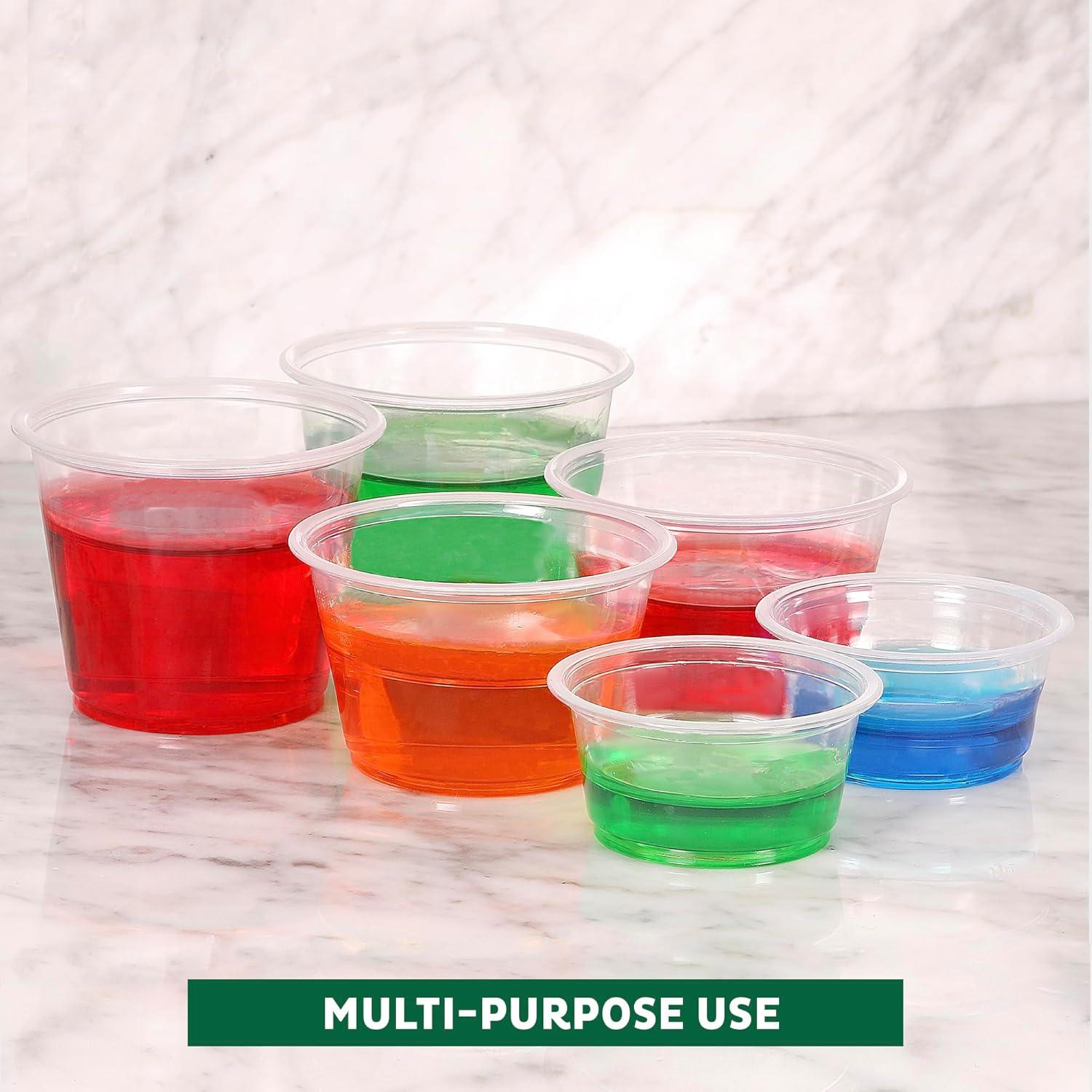 imageFreshware Plastic Portion Cups with Lids 1 Ounce 200 Sets Disposable Plastic Cups for Meal Prep Salad Dressing Jellos Shot Cups Souffle Cups Condiment and Dipping Sauce Cups2 oz 400 sets