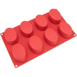 Freshware SL-131RD 6-Cavity Rectangle Silicone Mold for Soap, Bread, Loaf, Muffin, Brownie, Cornbread, Cheesecake, Pudding, and More(Oval)