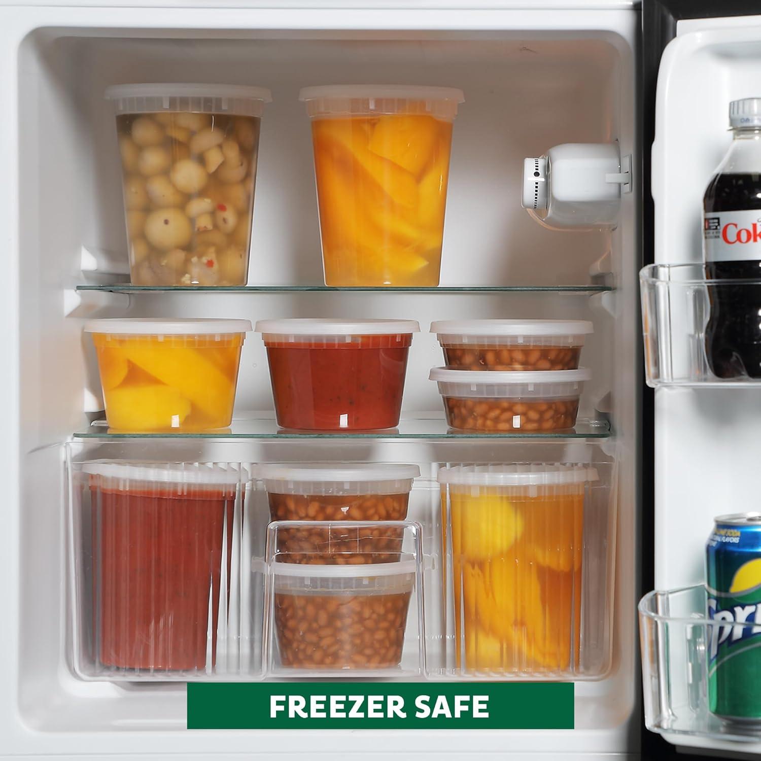 imageFreshware Food Storage Containers 240 Set 12 oz Plastic Deli Containers with Lids Slime Soup Meal Prep Containers BPA Free Stackable Leakproof Microwave Dishwasher and Freezer Safe25 oz 50Pack
