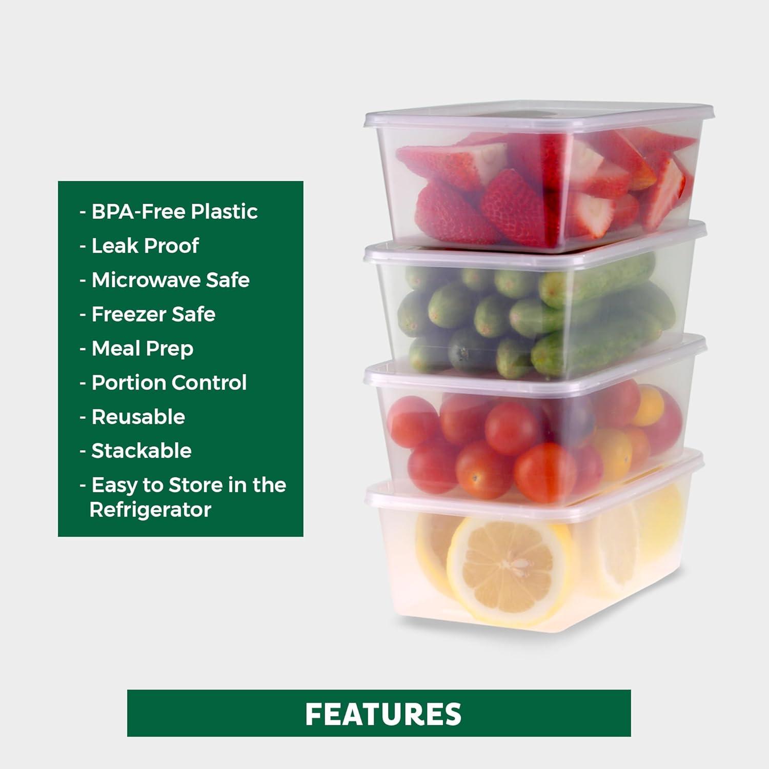 imageFreshware Food Storage Containers 240 Set 12 oz Plastic Deli Containers with Lids Slime Soup Meal Prep Containers BPA Free Stackable Leakproof Microwave Dishwasher and Freezer Safe25 oz 50Pack