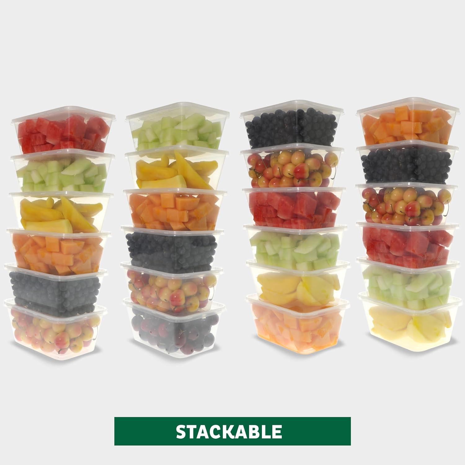 imageFreshware Food Storage Containers 240 Set 12 oz Plastic Deli Containers with Lids Slime Soup Meal Prep Containers BPA Free Stackable Leakproof Microwave Dishwasher and Freezer Safe34 oz 50Sets