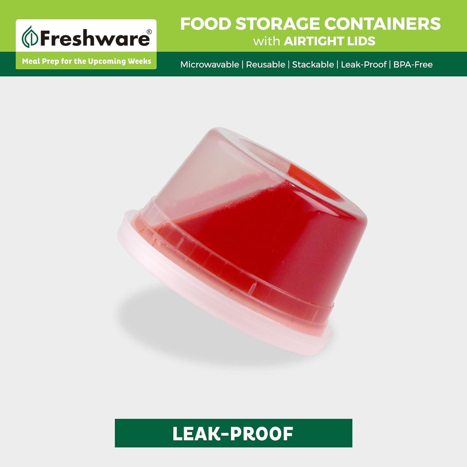 imageFreshware Food Storage Containers 240 Set 12 oz Plastic Deli Containers with Lids Slime Soup Meal Prep Containers BPA Free Stackable Leakproof Microwave Dishwasher and Freezer Safe12 oz 50Set