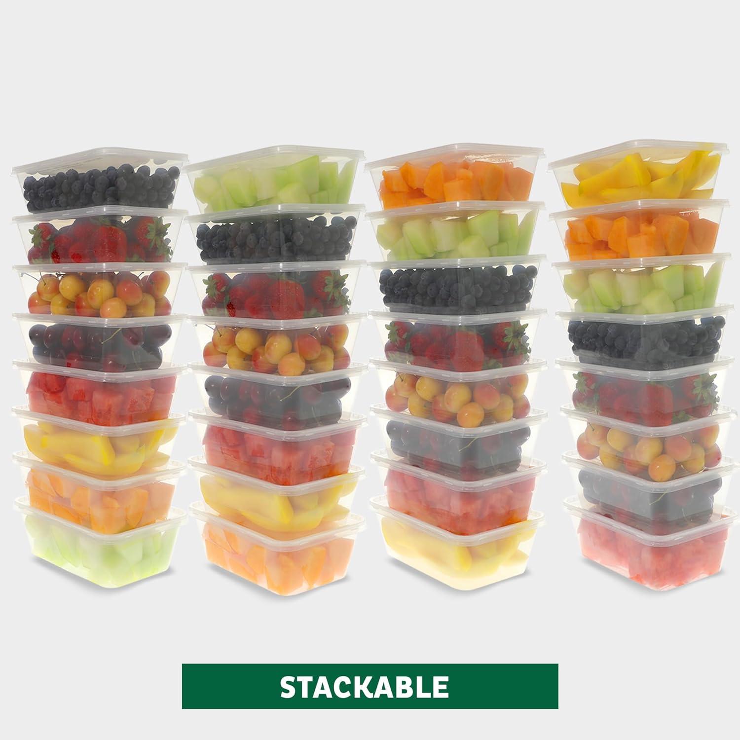 imageFreshware Food Storage Containers 240 Set 12 oz Plastic Deli Containers with Lids Slime Soup Meal Prep Containers BPA Free Stackable Leakproof Microwave Dishwasher and Freezer Safe25 oz 50Pack