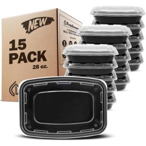 Freshware Meal Prep Containers 1 Compartment Food Storage Containers with Lids, Bento Box, BPA Free, Stackable, (16 oz), 150 count (Pack of 1)(1COMP-15PK)