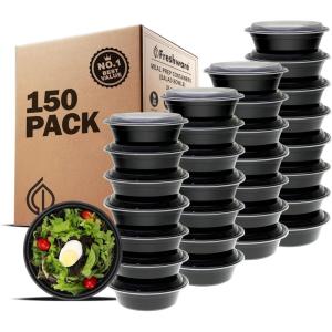 Freshware Meal Prep Containers with lids [150 Pack] Food Storage Containers, Bento Box, BPA-Free, Stackable, Microwave, Dishwasher, Freezer Safe, 32 Oz(28OZ_150PK)