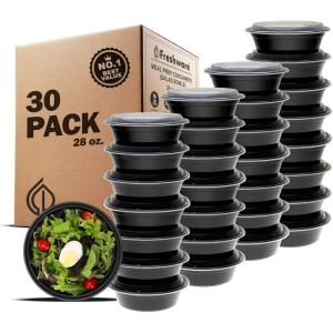 Freshware Meal Prep Containers with lids [150 Pack] Food Storage Containers, Bento Box, BPA-Free, Stackable, Microwave, Dishwasher, Freezer Safe, 32 Oz(28OZ-30PK)