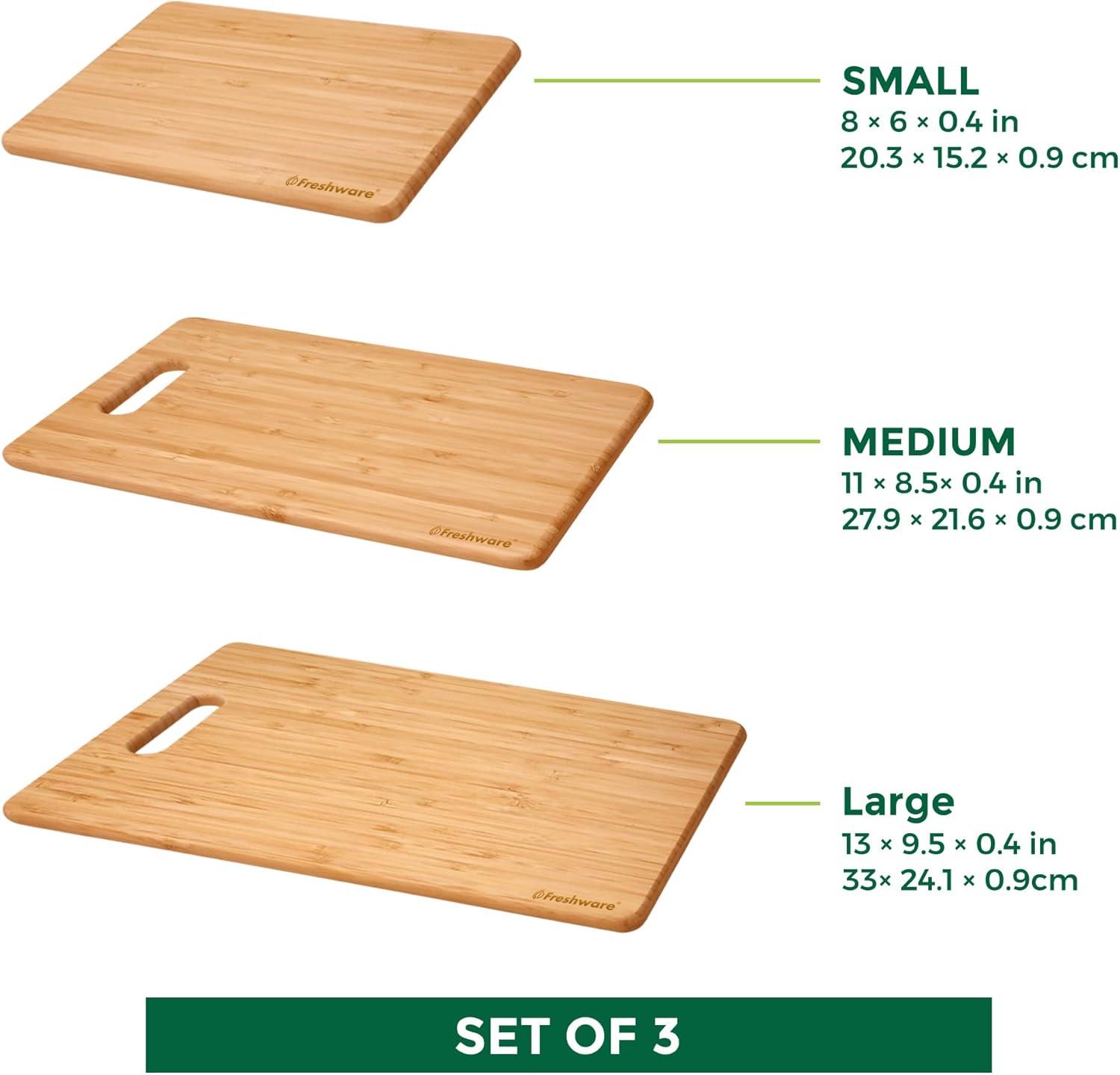 imageBamboo Cutting Boards for Kitchen with Juice Groove ExtraLarge Wood Cutting Board for Chopping Meat Vegetables Fruits Cheese Knife Friendly Serving Tray with Handles 18 x 125 InchSet of 3