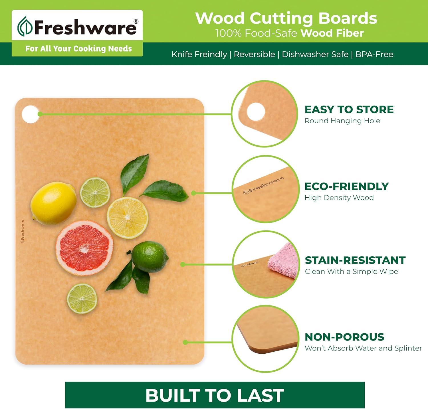 imageCutting Board for Kitchen Dishwasher Safe Wood Cutting Board Natural Wood Fiber Composite NonPorous Reversible Medium 117 x 85inch Natural Slate