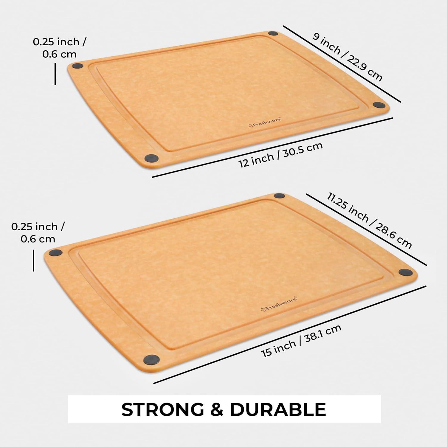imageCutting Board for Kitchen Wood Cutting Board with Juice Grooves Dishwasher Safe NonPorous BPA Free Medium Cutting Boards 15 x 1125inch Natural SlateSet of 2 Groove