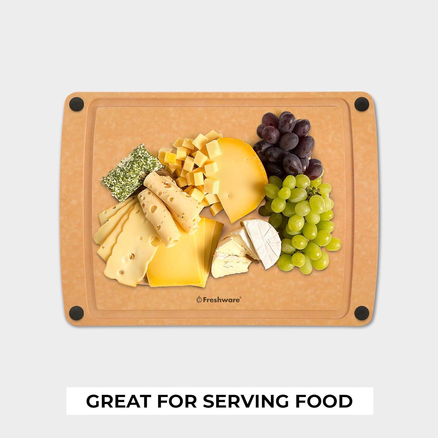 imageCutting Board for Kitchen Wood Cutting Board with Juice Grooves Dishwasher Safe NonPorous BPA Free Medium Cutting Boards 15 x 1125inch Natural SlateSet of 2 Groove