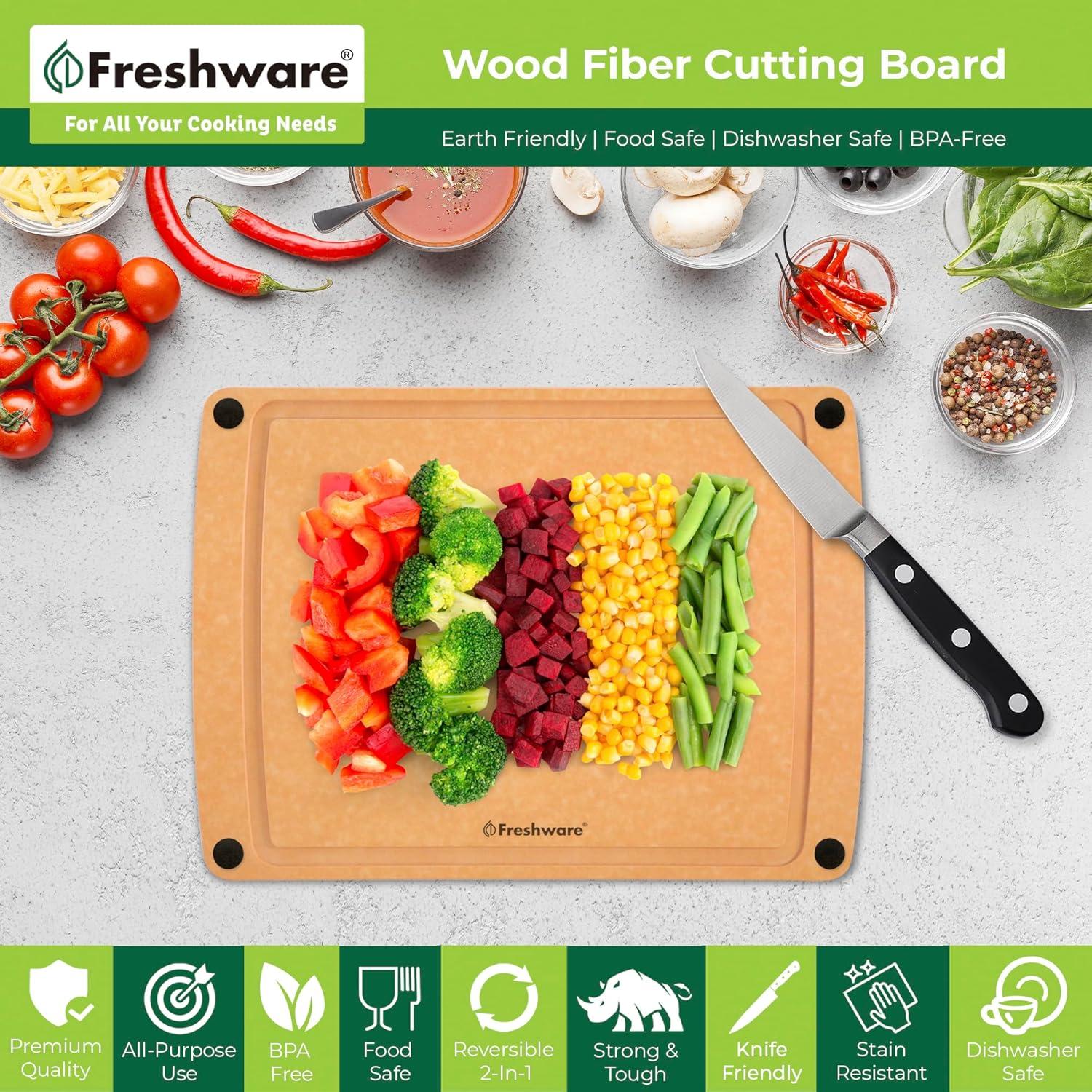 imageCutting Board for Kitchen Wood Cutting Board with Juice Grooves Dishwasher Safe NonPorous BPA Free Medium Cutting Boards 15 x 1125inch Natural SlateSet of 2 Groove