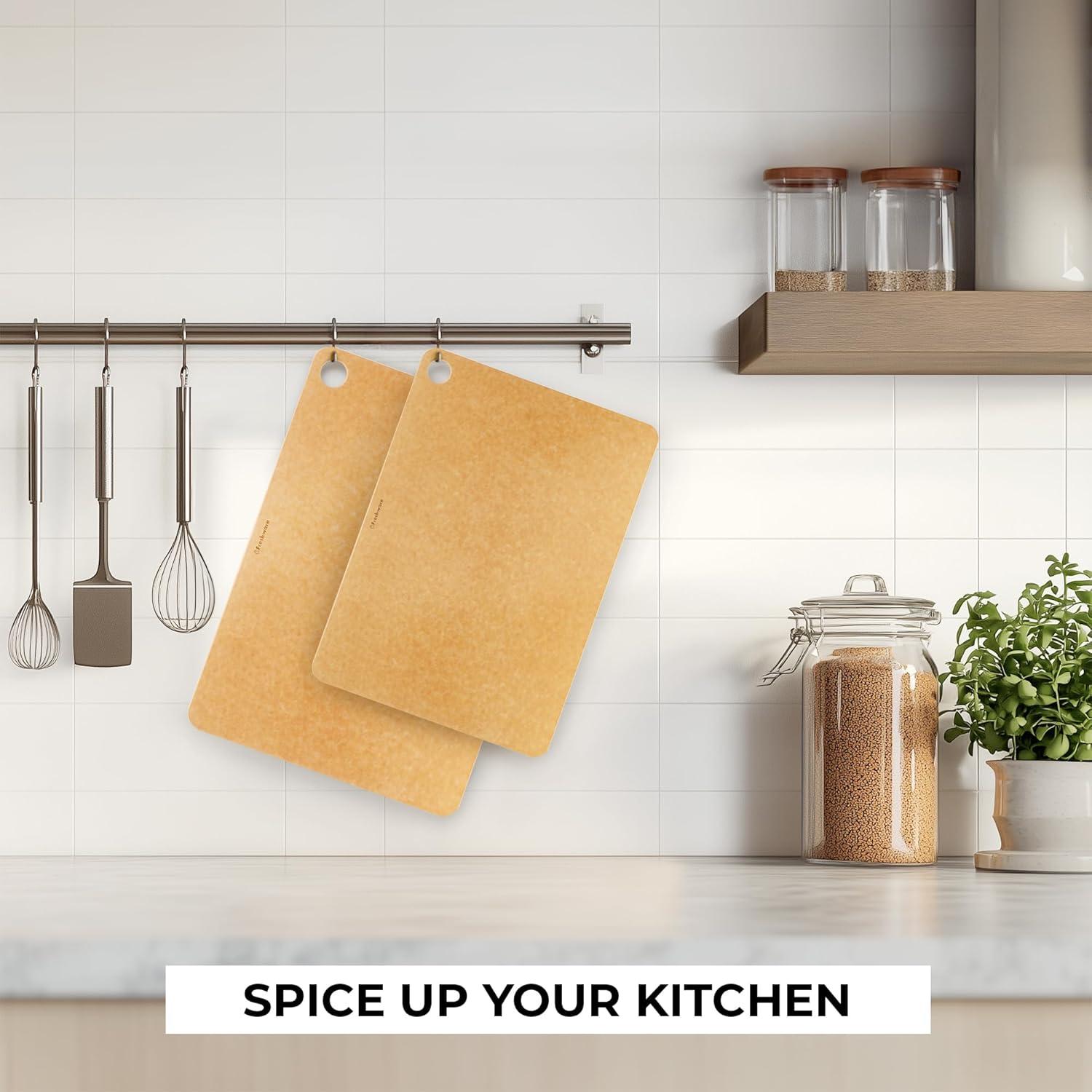 imageCutting Board for Kitchen Wood Cutting Board with Juice Grooves Dishwasher Safe NonPorous BPA Free Medium Cutting Boards 15 x 1125inch Natural SlateSet of 2