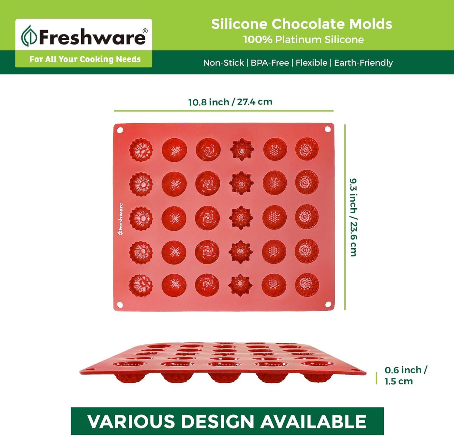 imageFreshware 12Cavity Petite Silicone Mold for Soap Bread Loaf Muffin Brownie Cornbread Cheesecake Pudding and MoreFlower 30 Cup 2Pack