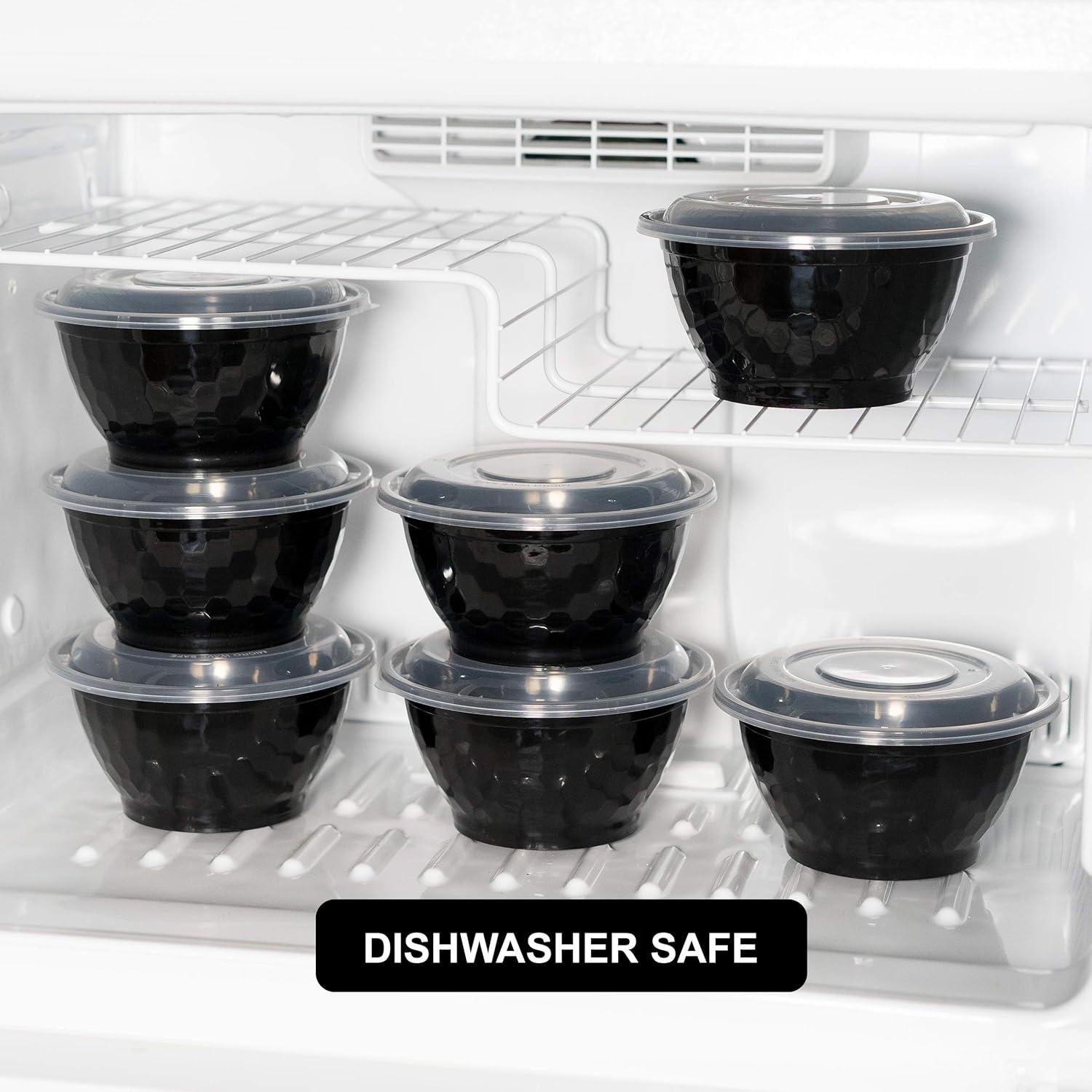 imageFreshware Meal Prep Containers 10 Pack Bento Box Food Storage Containers Plastic Bowls with Lids for Soup and Salad BPA Free Stackable Lunch Boxes MicrowaveDishwasherFreezer Safe 42 oz