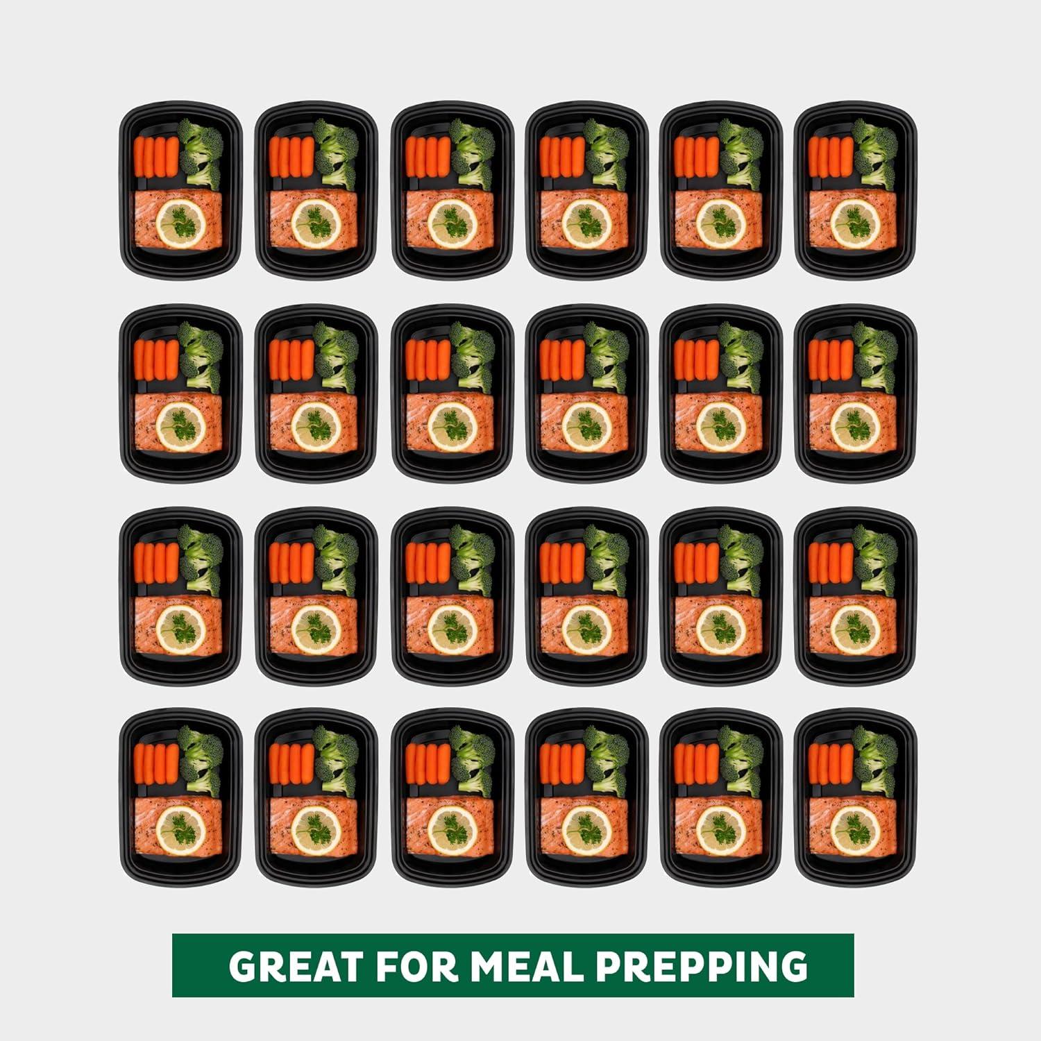 imageFreshware Meal Prep Containers 150 Pack 1 Compartment with Lids Food Storage Containers Bento Box BPA Free Stackable MicrowaveDishwasherFreezer Safe 24 oz1COMP38OZ
