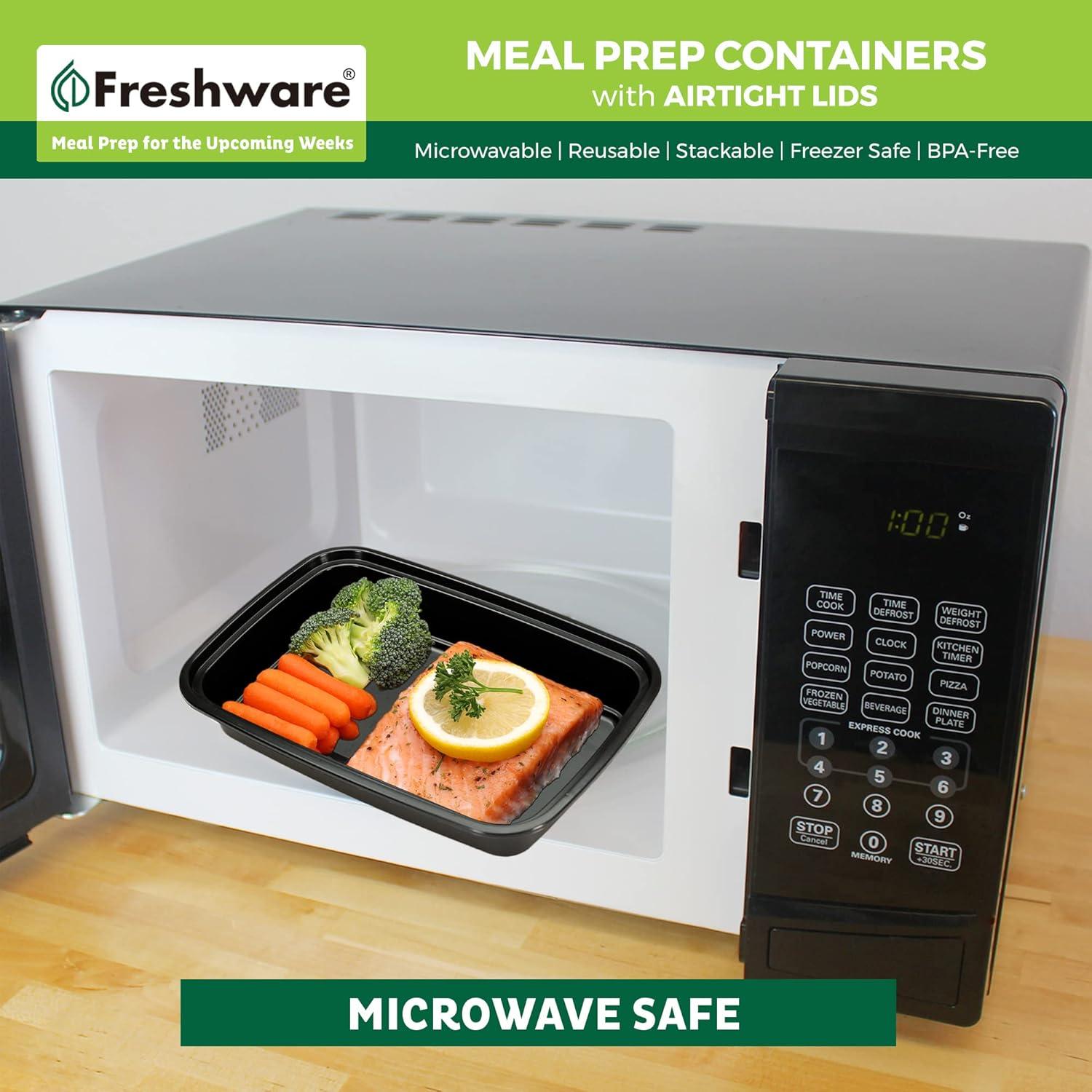 imageFreshware Meal Prep Containers 150 Pack 1 Compartment with Lids Food Storage Containers Bento Box BPA Free Stackable MicrowaveDishwasherFreezer Safe 24 oz1COMP28OZ