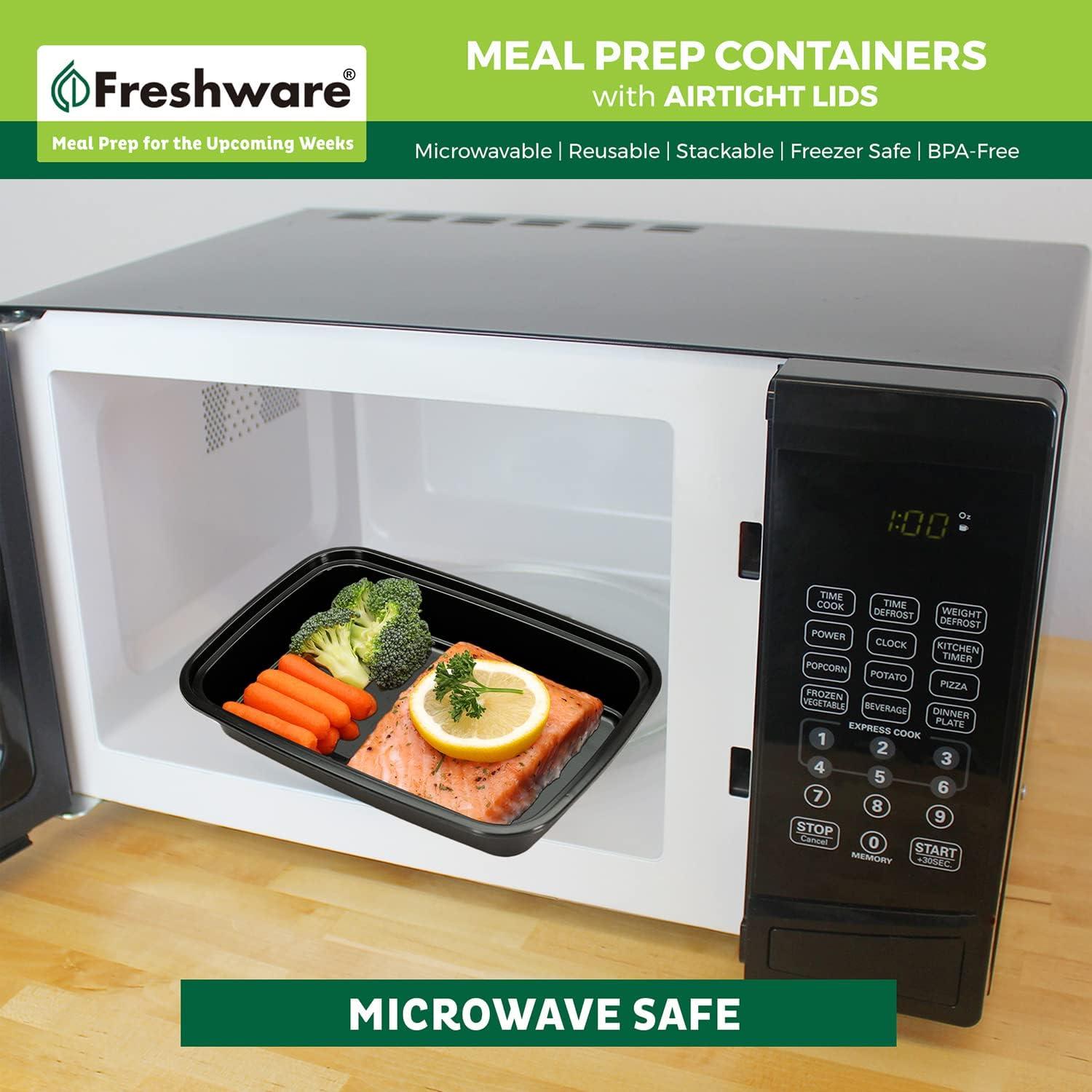 imageFreshware Meal Prep Containers 150 Pack 1 Compartment with Lids Food Storage Containers Bento Box BPA Free Stackable MicrowaveDishwasherFreezer Safe 24 oz1COMP16OZ
