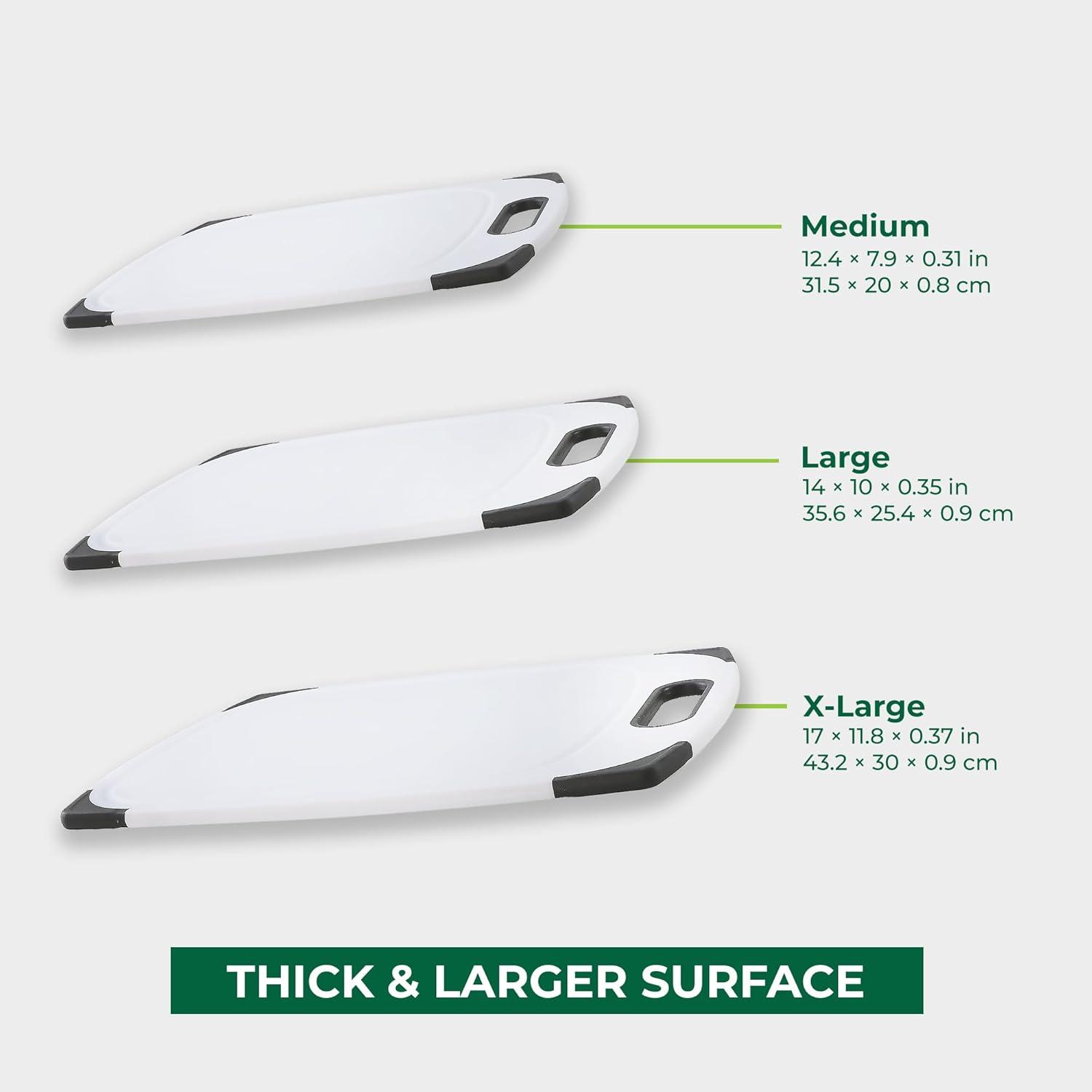 imagePlastic Cutting Boards for Kitchen Cutting Board Set of 3 Juice Grooves with Easy Grip Handle BPAFree NonPorous Dishwasher Safe Black MarblePlastic Set of 3 White