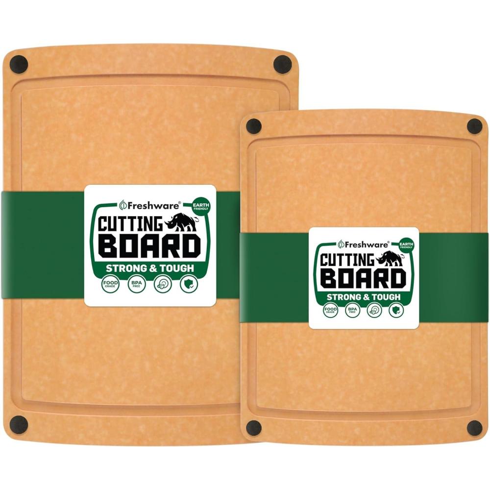 imageCutting Board for Kitchen Wood Cutting Board with Juice Grooves Dishwasher Safe NonPorous BPA Free Medium Cutting Boards 15 x 1125inch Natural SlateSet of 2 Groove