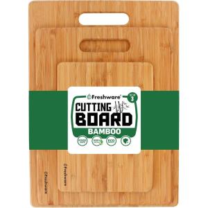 Bamboo Cutting Boards for Kitchen with Juice Groove [Extra-Large] Wood Cutting Board for Chopping Meat, Vegetables, Fruits, Cheese, Knife Friendly Serving Tray with Handles, 18 x 12.5 Inch(Set of 3)