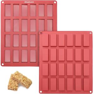 Freshware 12-Cavity Petite Silicone Mold for Soap, Bread, Loaf, Muffin, Brownie, Cornbread, Cheesecake, Pudding, and More(Financier [24 Cup] 2-Pack)