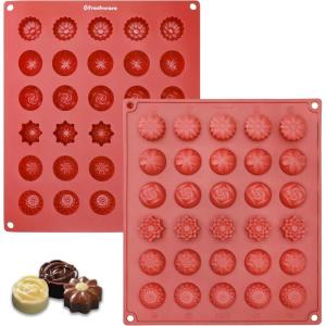 Freshware 12-Cavity Petite Silicone Mold for Soap, Bread, Loaf, Muffin, Brownie, Cornbread, Cheesecake, Pudding, and More(Flower [30 Cup] 2-Pack)