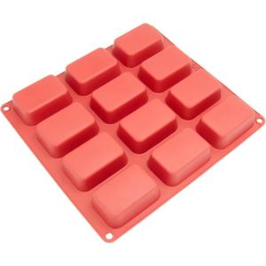 Freshware 12-Cavity Petite Silicone Mold for Soap, Bread, Loaf, Muffin, Brownie, Cornbread, Cheesecake, Pudding, and More(Petite Loaf [12-Cup])