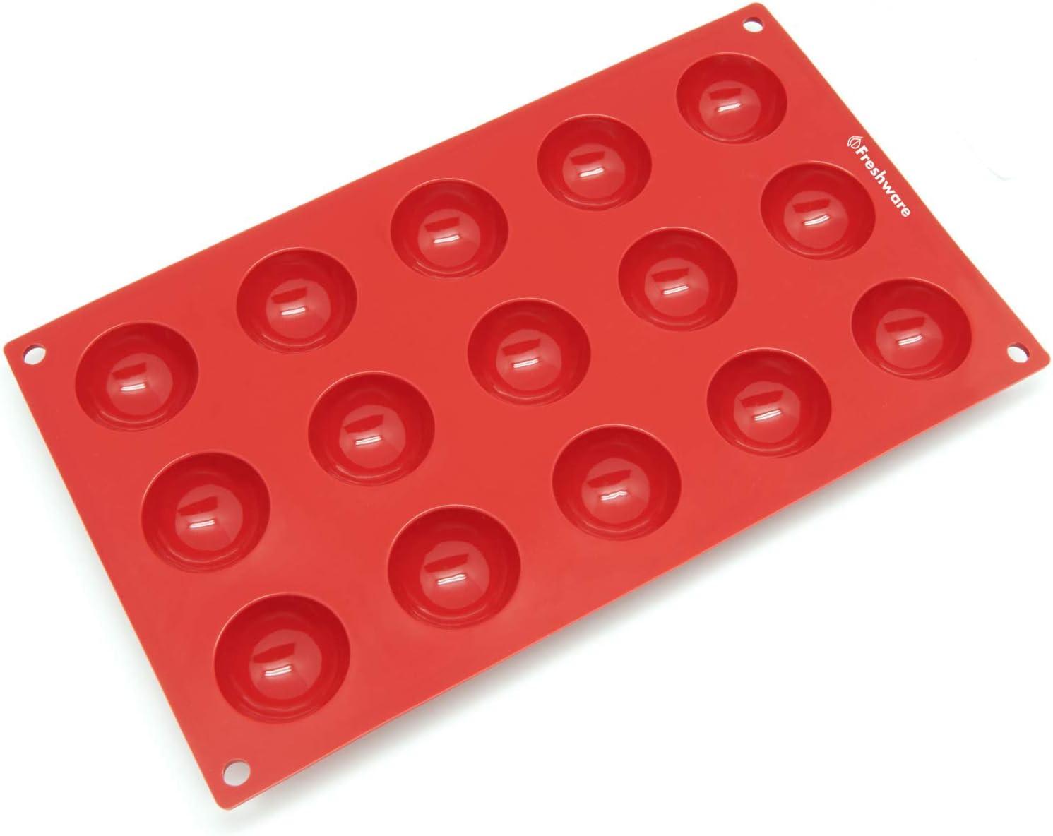imageFreshware 15Cavity Silicone Mini Half Sphere Chocolate Candy and Gummy Mold
