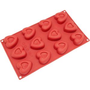 Freshware 12-Cavity Silicone Mini Valentine Heart Muffin, Brownie, Cornbread, Cheesecake, Pudding, Jello Shot and Soap Mold