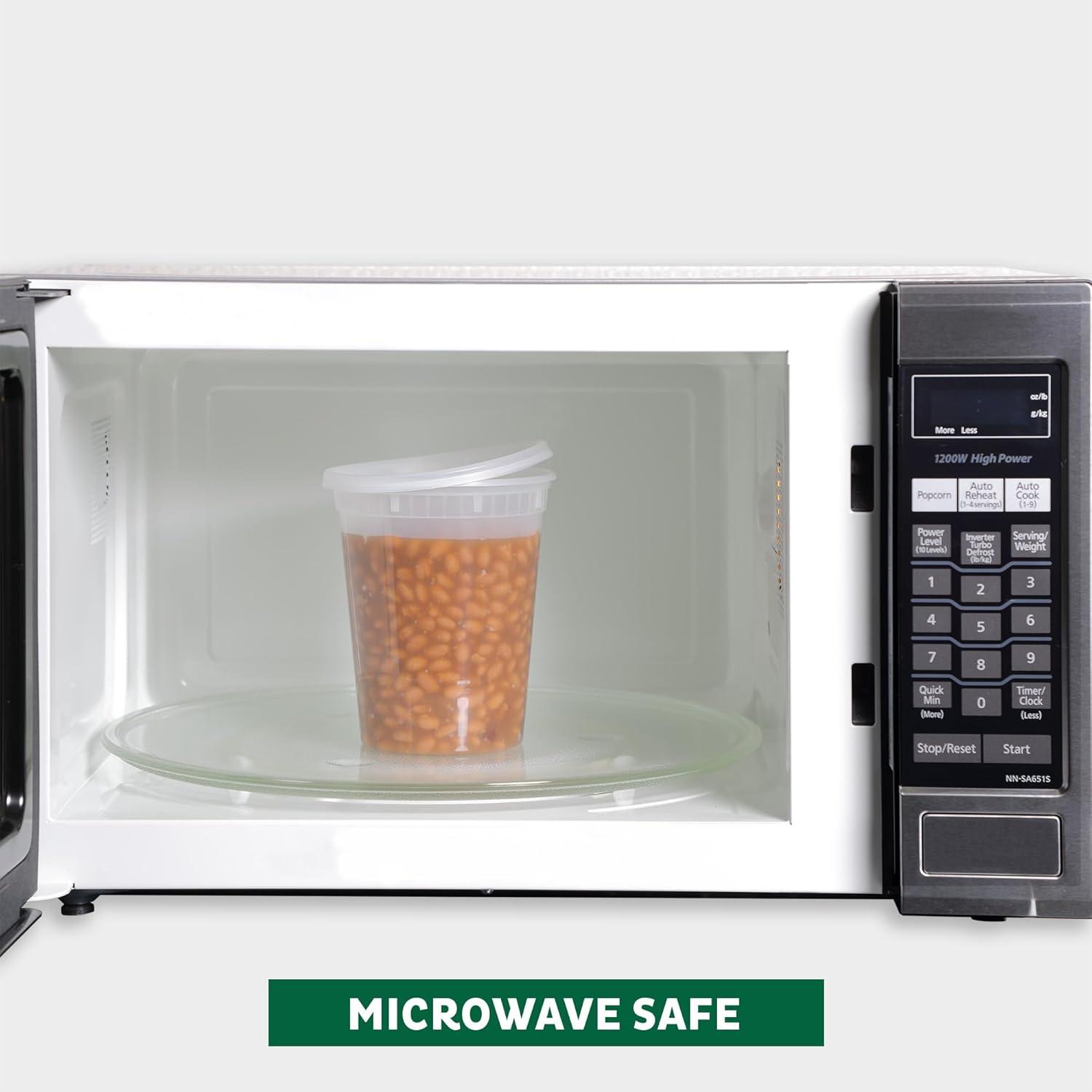 imageFreshware Deli Containers with Lids 32 oz 50 Set LeakProof BPA Free Plastic Take Out Bowls Food Storage Containers for Takeout Meal Prep Storage Freezer Microwave amp Dishwasher Safe