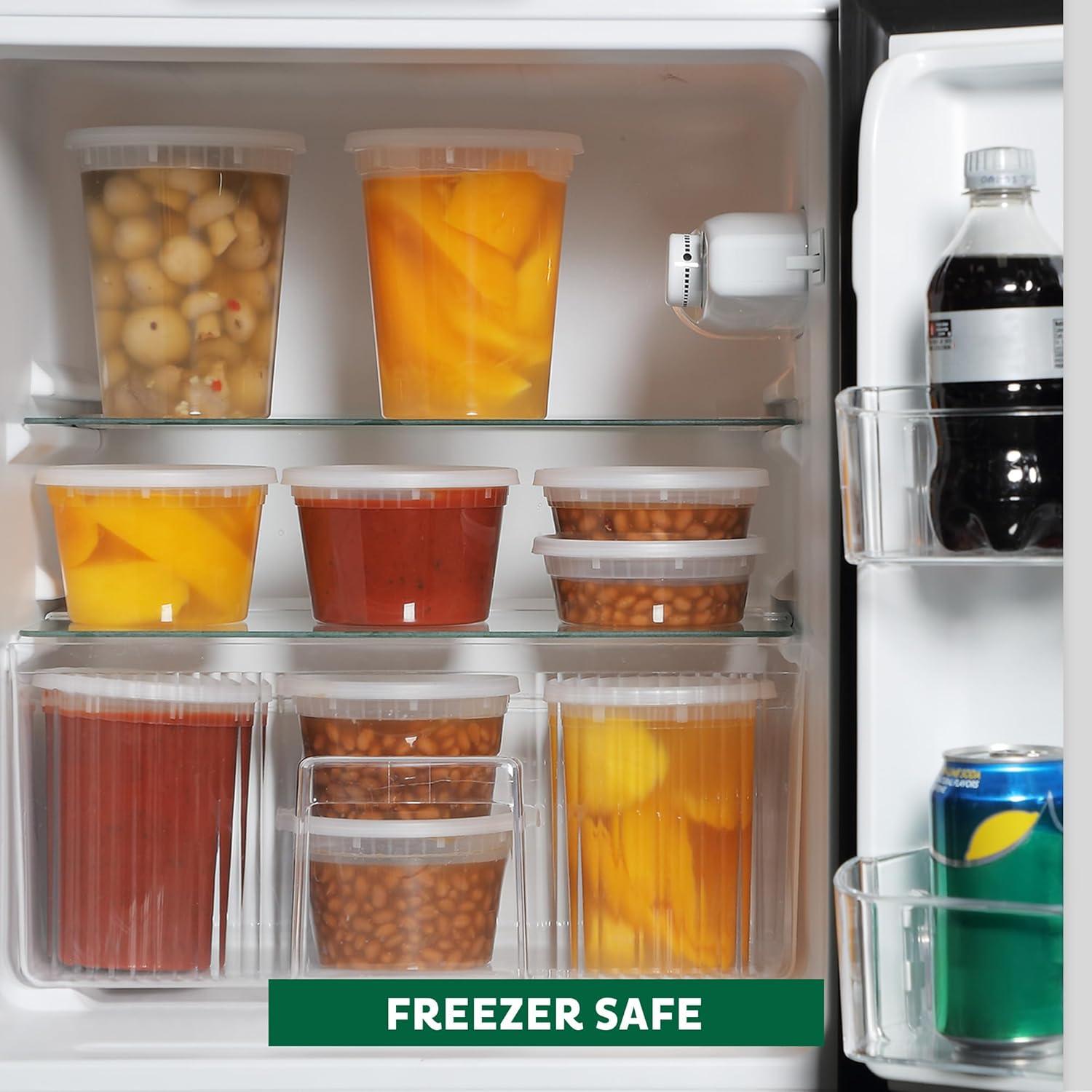 imageFreshware Food Storage Containers 24 Set 32 oz Plastic Deli Containers with Lids Slime Soup Meal Prep Containers BPA Free Stackable Leakproof Dishwasher and Freezer Safe Translucent8 16 32 oz 60 Set