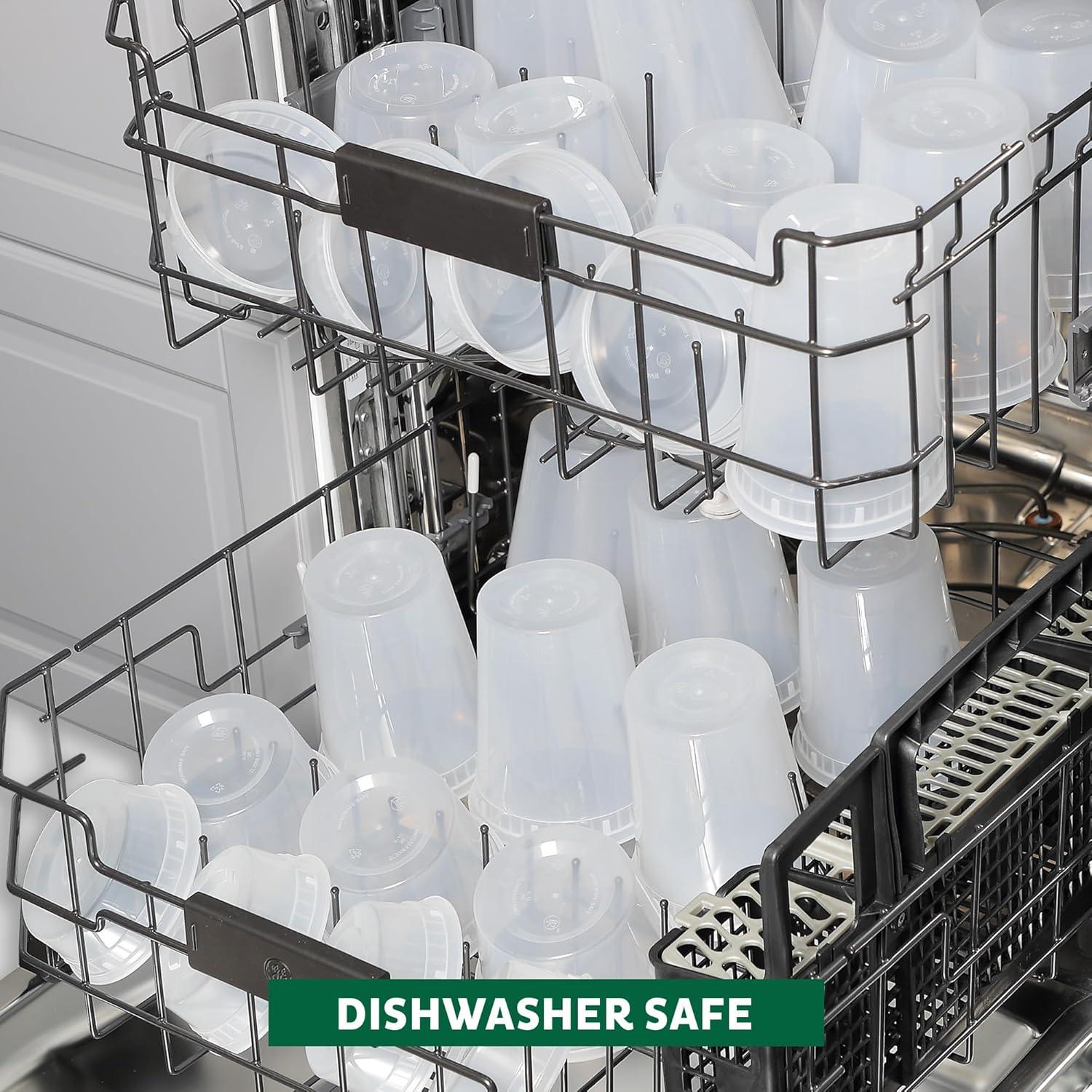imageFreshware Food Storage Containers 24 Set 32 oz Plastic Deli Containers with Lids Slime Soup Meal Prep Containers BPA Free Stackable Leakproof Dishwasher and Freezer Safe Translucent8 16 32 oz 60 Set