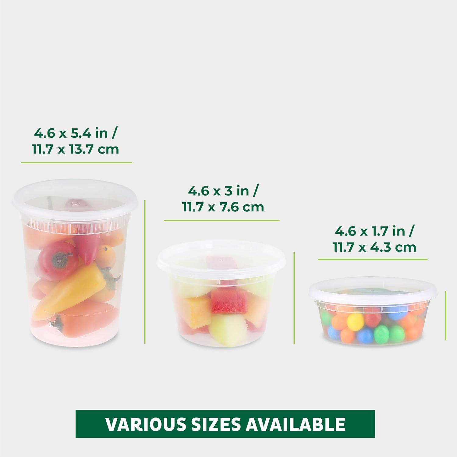 imageFreshware Food Storage Containers 24 Set 32 oz Plastic Deli Containers with Lids Slime Soup Meal Prep Containers BPA Free Stackable Leakproof Dishwasher and Freezer Safe Translucent8 16 32 oz 60 Set