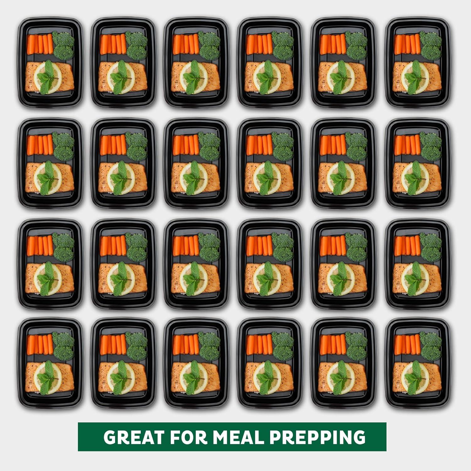 imageFreshware Meal Prep Containers 150 Pack 1 Compartment Food Storage Containers with Lids Bento Box BPA Free Stackable MicrowaveDishwasherFreezer Safe 28 ozBlack